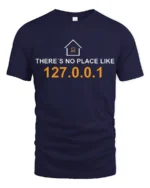 Nerdy Developer Home IP Address Joke Graphic T Shirt Coding Tee - navy t-shirt on white background