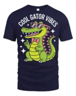 Cool Gator Vibes Funny Alligator Graphic T Shirt Cute Animal Tee - navy t-shirt on white background