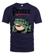 Funny Prince Frog Graphic T Shirt Cute Cartoon Frog Animal Tee - navy t-shirt on white background