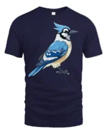 Blue Jay Bird Graphic T Shirt Cute Nature Wildlife Art Style Tee - navy t-shirt on white background