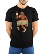 Dont Be An Assquatch Funny Bigfoot Graphic T Shirt Humor Style Tee - model wearing black tee with hands behind back