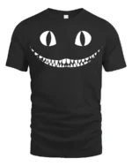 Creepy Cat Smile Halloween Spooky Graphic T Shirt - black t-shirt on white background