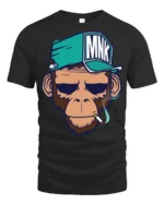 Cool Monkey Smoking Streetwear Cartoon Graphic T Shirt - black t-shirt on white background