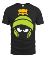 Martian Alien Cartoon Angry Face Funny Graphic T Shirt - black t-shirt on white background