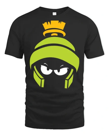 Martian Alien Cartoon Angry Face Funny Graphic T Shirt - black t-shirt on white background