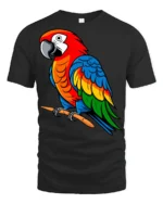 Colorful Parrot Bird Tropical Animal Graphic T Shirt - black t-shirt on white background