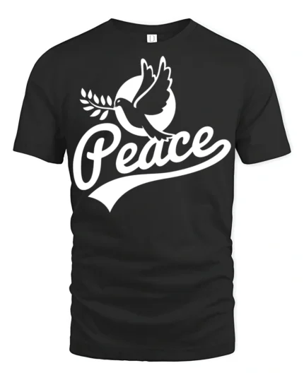 Peace Dove Symbol Positive Message Graphic T Shirt - black t-shirt on white background