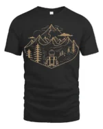 Mountain Adventure Hiking Backpack Nature Graphic T Shirt - black t-shirt on white background