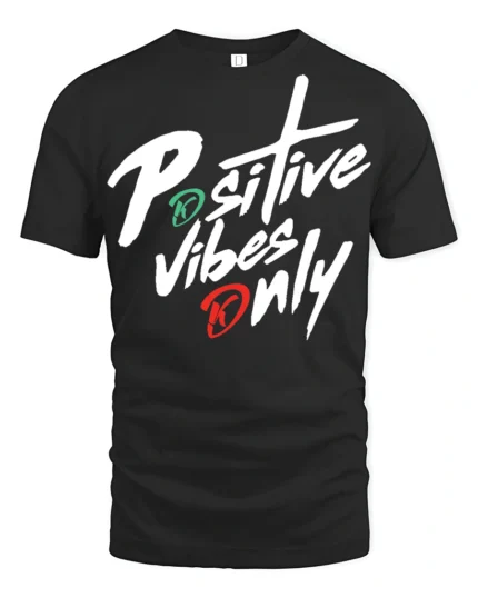 Positive Vibes Only Bold Script Motivational T Shirt - black t-shirt on white background