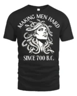 Medusa Making Men Hard Funny Mythology Graphic T Shirt - black t-shirt on white background