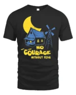 No Courage Without Fear Retro Horror Cartoon Graphic T Shirt - black t-shirt on white background
