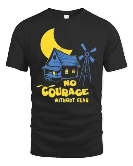No Courage Without Fear Retro Horror Cartoon Graphic T Shirt - black t-shirt on white background