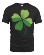 Lucky Four Leaf Clover St Patricks Day Graphic T Shirt - black t-shirt on white background