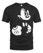 Retro Cartoon Gloves and Face Minimal Graphic T Shirt - black t-shirt on white background
