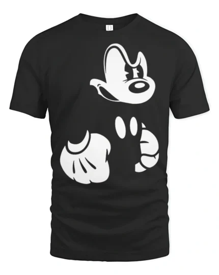 Retro Cartoon Gloves and Face Minimal Graphic T Shirt - black t-shirt on white background