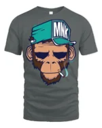 Cool Monkey Smoking Streetwear Cartoon Graphic T Shirt - gray t-shirt on white background