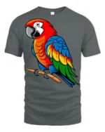 Colorful Parrot Bird Tropical Animal Graphic T Shirt - gray t-shirt on white background