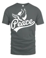 Peace Dove Symbol Positive Message Graphic T Shirt - gray t-shirt on white background