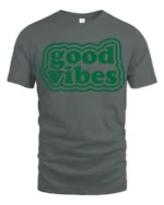 Good Vibes Only Positive Energy Aesthetic Graphic T Shirt - gray t-shirt on white background