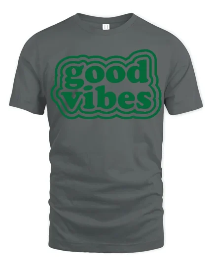 Good Vibes Only Positive Energy Aesthetic Graphic T Shirt - gray t-shirt on white background