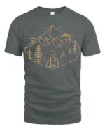 Mountain Adventure Hiking Backpack Nature Graphic T Shirt - gray t-shirt on white background