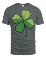 Lucky Four Leaf Clover St Patricks Day Graphic T Shirt - gray t-shirt on white background