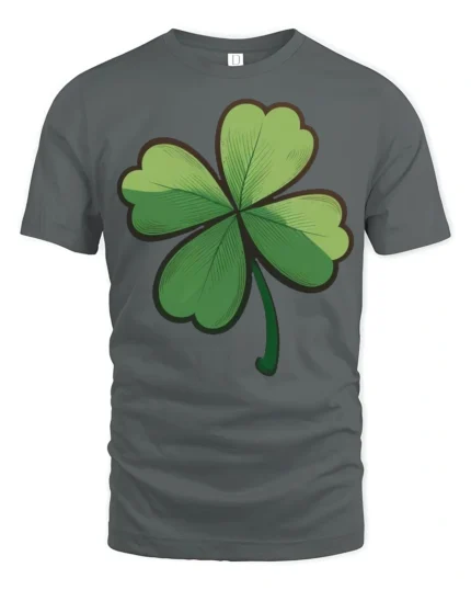 Lucky Four Leaf Clover St Patricks Day Graphic T Shirt - gray t-shirt on white background