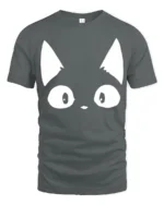Cute Cat Eyes Minimalist Funny Graphic T Shirt - gray t-shirt on white background