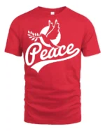 Peace Dove Symbol Positive Message Graphic T Shirt - red t-shirt on white background