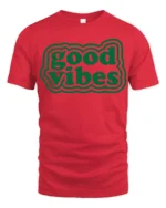 Good Vibes Only Positive Energy Aesthetic Graphic T Shirt - red t-shirt on white background