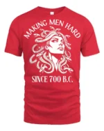 Medusa Making Men Hard Funny Mythology Graphic T Shirt - red t-shirt on white background