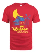 No Courage Without Fear Retro Horror Cartoon Graphic T Shirt - red t-shirt on white background