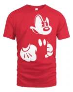 Retro Cartoon Gloves and Face Minimal Graphic T Shirt - red t-shirt on white background