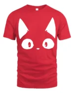 Cute Cat Eyes Minimalist Funny Graphic T Shirt - red t-shirt on white background