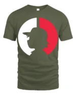 Baseball Split Silhouette Graphic Fan Pride T Shirt - military green t-shirt on white background