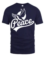 Peace Dove Symbol Positive Message Graphic T Shirt - navy t-shirt on white background