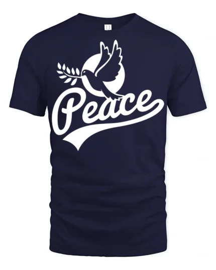 Peace Dove Symbol Positive Message Graphic T Shirt - navy t-shirt on white background