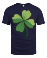 Lucky Four Leaf Clover St Patricks Day Graphic T Shirt - navy t-shirt on white background