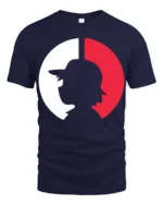 Baseball Split Silhouette Graphic Fan Pride T Shirt - navy t-shirt on white background