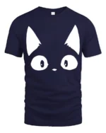 Cute Cat Eyes Minimalist Funny Graphic T Shirt - navy t-shirt on white background