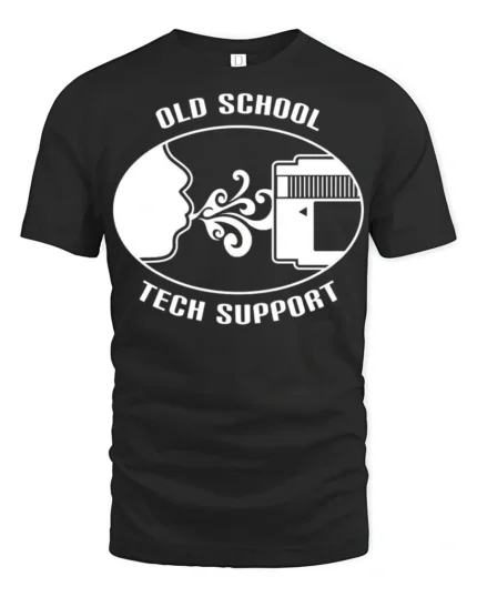 Old School Tech Support Blow Cartridge Funny Retro T Shirt - black t-shirt on white background