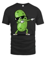 Cool Pickle Dab Dance Funny Cartoon Meme Graphic T Shirt - black t-shirt on white background