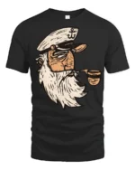 Vintage Sailor Captain Smoking Pipe Retro Nautical T Shirt - black t-shirt on white background