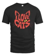Adorable I Love Cats Cute Kitty Lover Graphic T Shirt - black t-shirt on white background