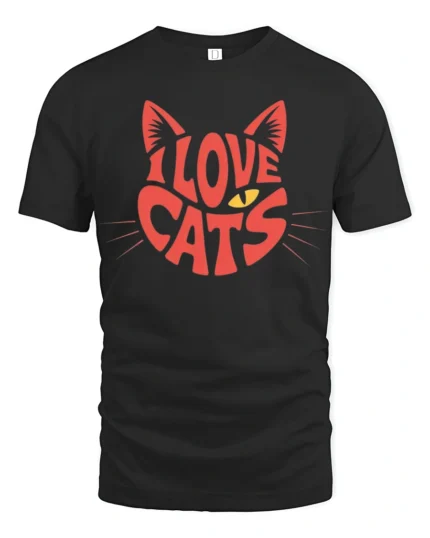 Adorable I Love Cats Cute Kitty Lover Graphic T Shirt - black t-shirt on white background