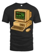 Retro Computer Oregon Trail Style Vintage Gamer T Shirt - black t-shirt on white background