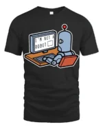 Im Not A Robot Funny Programmer Nerd Tech Humor T Shirt - black t-shirt on white background