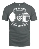 Old School Tech Support Blow Cartridge Funny Retro T Shirt - gray t-shirt on white background