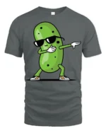 Cool Pickle Dab Dance Funny Cartoon Meme Graphic T Shirt - gray t-shirt on white background