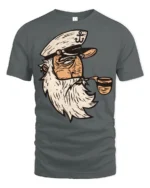 Vintage Sailor Captain Smoking Pipe Retro Nautical T Shirt - gray t-shirt on white background